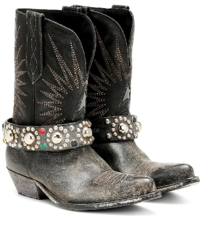 Shop Golden Goose Wish Star Leather Cowboy Boots In Black