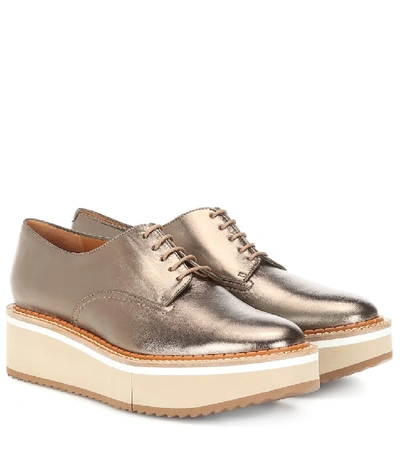 Shop Clergerie Berlin Metallic Leather Derby Shoes