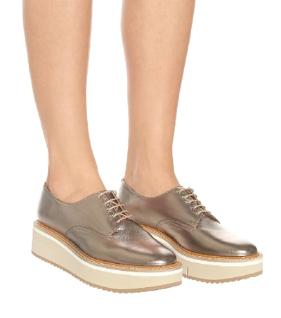 Shop Clergerie Berlin Metallic Leather Derby Shoes