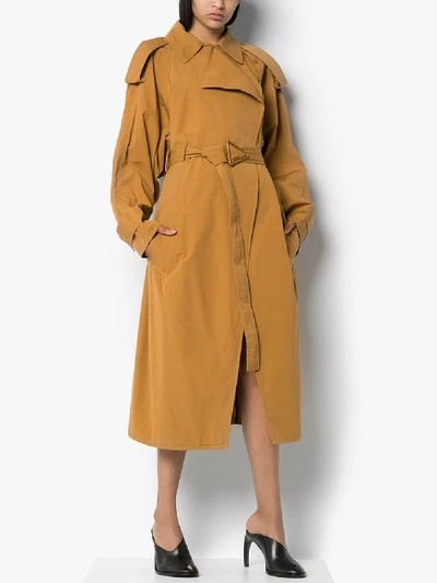 Shop Bottega Veneta Belted Trench Coat In Brown