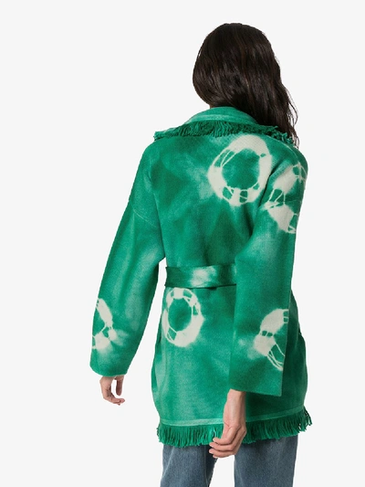 Shop Alanui Tie-dye Wool Cardigan In Green