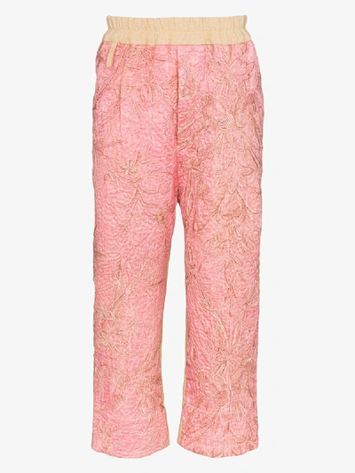 Shop By Walid Gerald Crêpe Embroidered Trousers In Pink