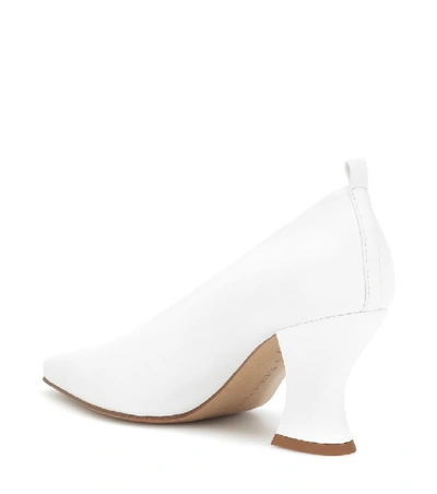 Shop Bottega Veneta Almond Leather Pumps In White