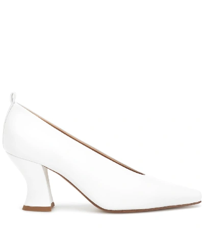 Shop Bottega Veneta Almond Leather Pumps In White