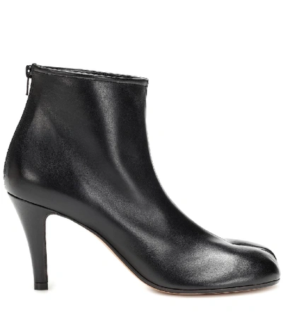 Shop Maison Margiela Tabi Leather Ankle Boots In Black