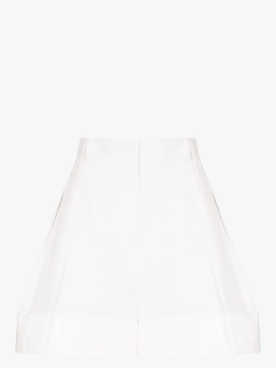 Shop Valentino High Waist Cotton Shorts In White