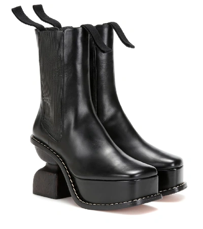 Shop Loewe Platform 100 Leather Ankle Boots In Black