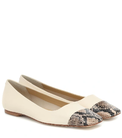 Shop Aeyde Gigi Leather Ballet Flats In White