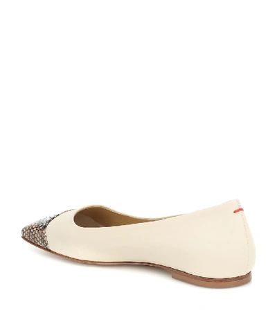 Shop Aeyde Gigi Leather Ballet Flats In White