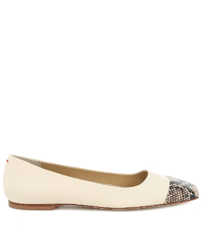 Shop Aeyde Gigi Leather Ballet Flats In White