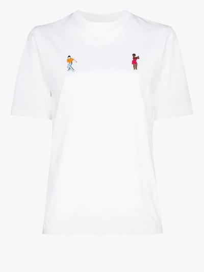 Shop Kirin White Dancer Embroidered T-shirt