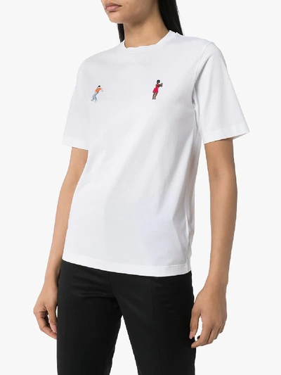 Shop Kirin White Dancer Embroidered T-shirt
