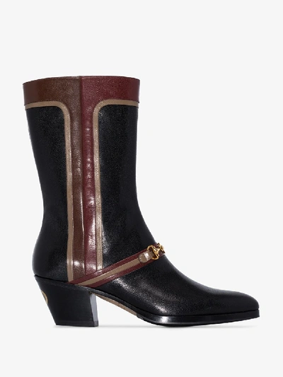 Shop Gucci Black Zhara Cuban High Leather Boots