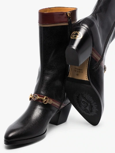 Shop Gucci Black Zhara Cuban High Leather Boots