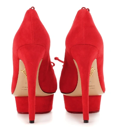 Shop Charlotte Olympia Daphne Suede Pumps In Red