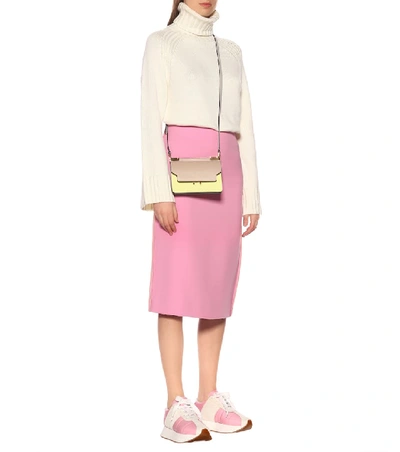 Shop Marni Big Foot Mesh And Suede Sneakers In Pink