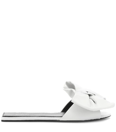 Shop Balenciaga Leather Slides In White