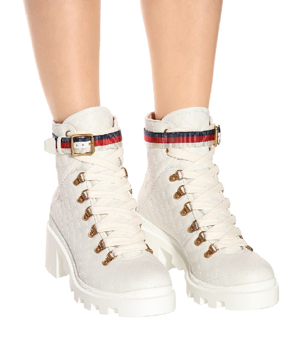 Gucci Grosgrain-trimmed Quilted Leather Ankle Boots In White Quilted  Leather | ModeSens