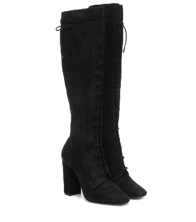 Shop Saint Laurent Laura Suede Boots In Black