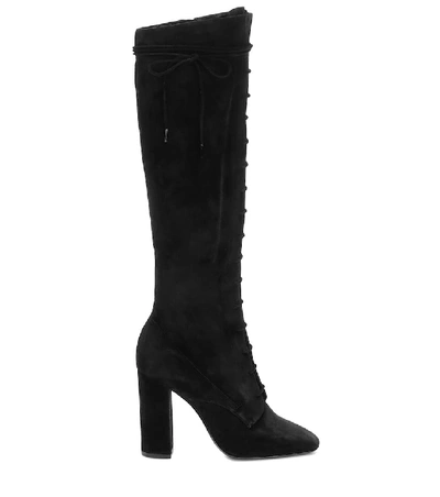 Shop Saint Laurent Laura Suede Boots In Black