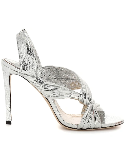 Jimmy Choo Lalia 100 Twisted Leather Slingback Sandals In Silver