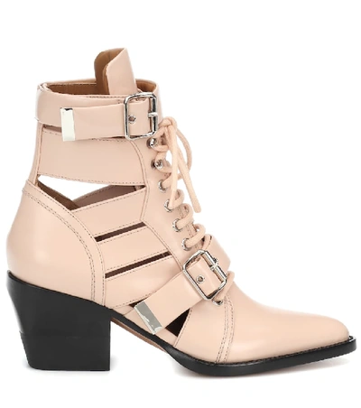 Shop Chloé Rylee Leather Ankle Boots In Pink