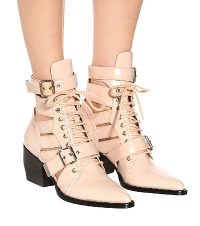 Shop Chloé Rylee Leather Ankle Boots In Pink