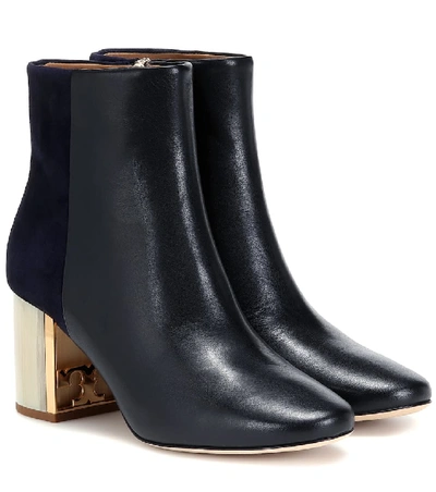 Shop Tory Burch Gigi Leather And Suede Ankle Boots In Black