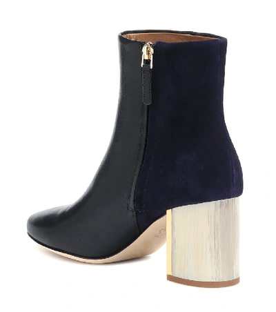Shop Tory Burch Gigi Leather And Suede Ankle Boots In Black