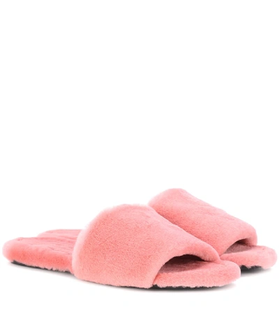 Shop The Row Ellen Mink Fur Slides In Pink