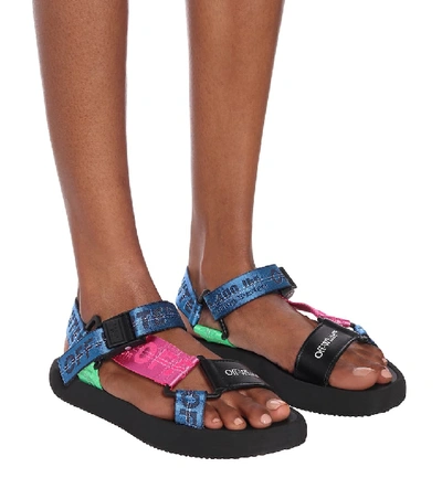 Shop Off-white Logo Tape Sandals In Multicoloured