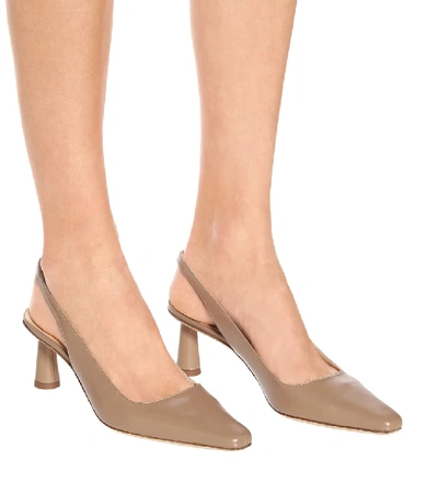 By Far Diana Leather Slingback Pumps In Beige ModeSens