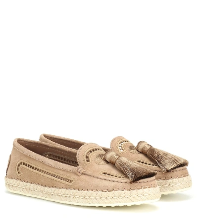Shop Tod's Gommino Suede Espadrilles In Brown