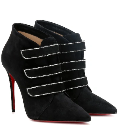 Shop Christian Louboutin Triniboot 100 Suede Ankle Boots In Black