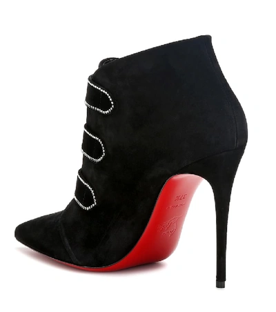 Shop Christian Louboutin Triniboot 100 Suede Ankle Boots In Black