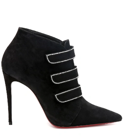 Shop Christian Louboutin Triniboot 100 Suede Ankle Boots In Black