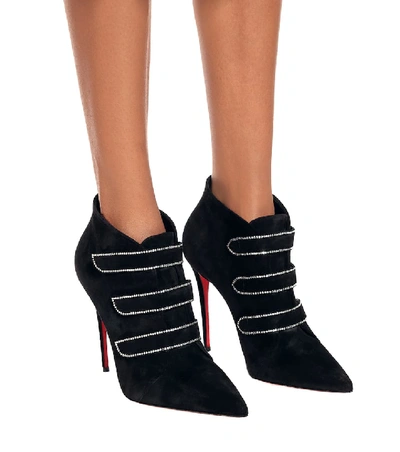 Shop Christian Louboutin Triniboot 100 Suede Ankle Boots In Black