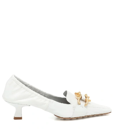 Shop Bottega Veneta Madame Leather Pumps In White