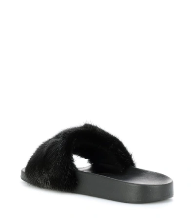 Shop Givenchy Fur Slides In Black