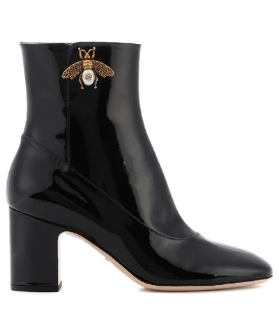 Shop Gucci Patent-leather Ankle Boots In Black