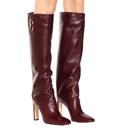Shop Jimmy Choo Mahesa 100 Leather Boots In Red