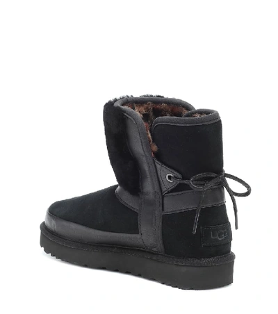 Shop Ugg Classic Bow Shearling Suede Boots In Black