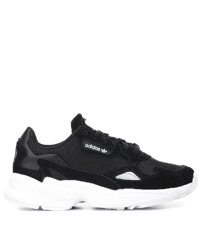 Shop Adidas Originals Falcon Suede-trimmed Sneakers In Black