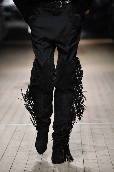 Shop Isabel Marant Lafstee Suede Over-the-knee Boots In Black