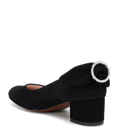 Shop Alexa Chung Embellished Suede Pumps In Black