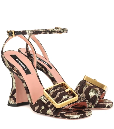 Shop Rochas Leopard-brocade Sandals In Brown