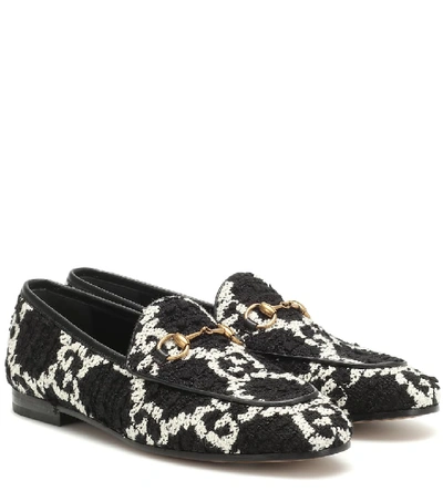 Shop Gucci Jordaan Gg Tweed Loafers In Black