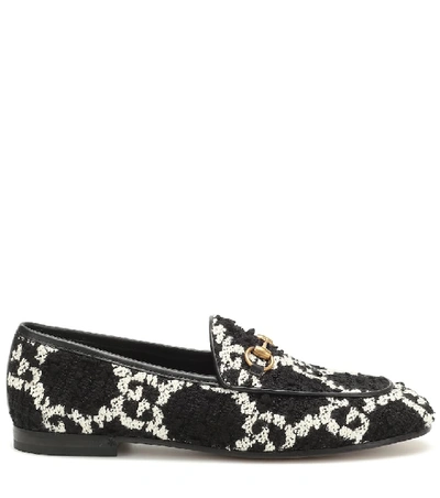 Shop Gucci Jordaan Gg Tweed Loafers In Black