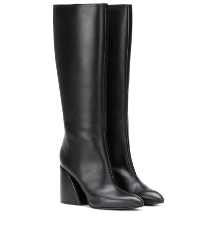 Shop Chloé Leather Knee-high Boots In Black