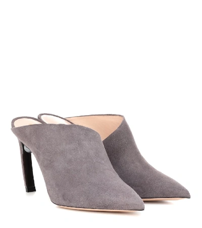 Shop Nicholas Kirkwood Mira Pearl Suede Mules In Grey